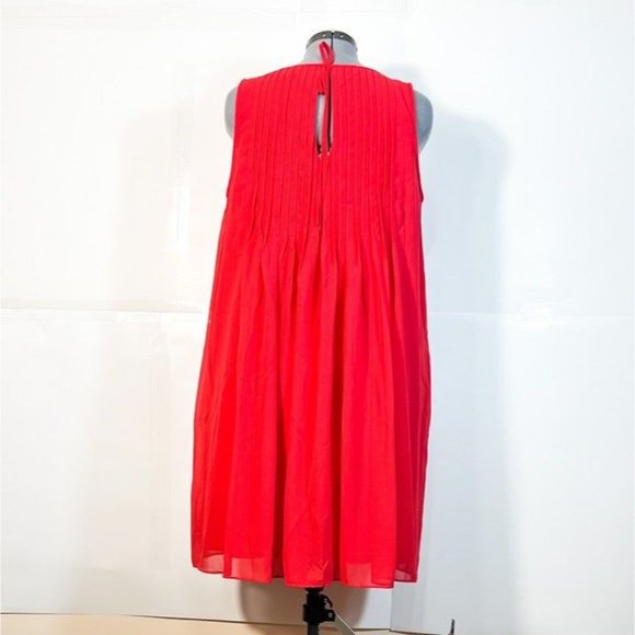 Sharagano NWOT Sz14W A Line Pleated Front Tie Back Closure Lined Sheer Overlay D - Picture 3 of 5